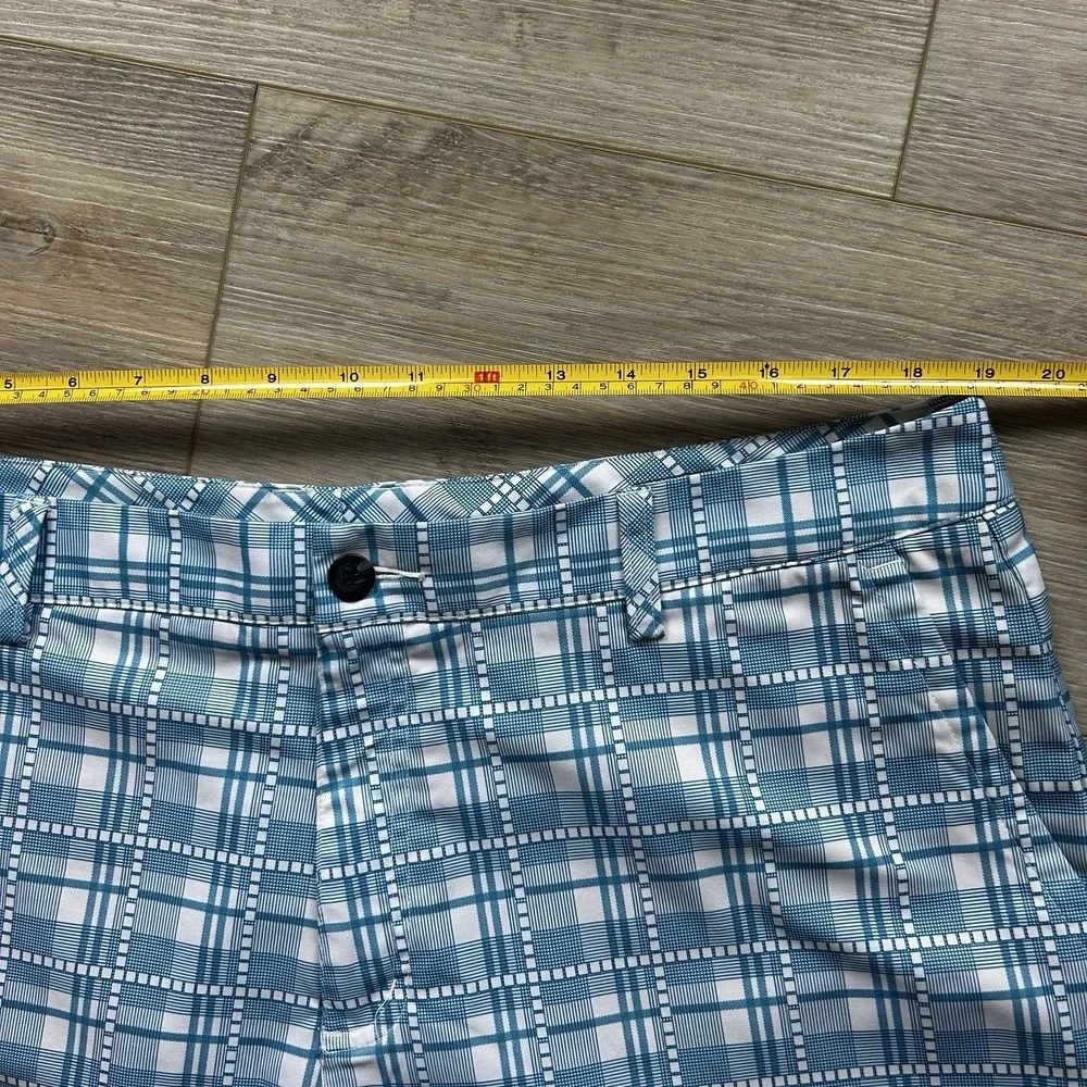 Adidas Golf Shorts‎ Men's Size 38 Stretch Poly Blue Plaid 10